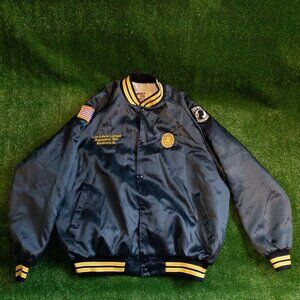 VINTAGE WEST ARK MENS SATIN AMERICAN LEGION JACKET NAVY BLUE USA POW SIZE XL